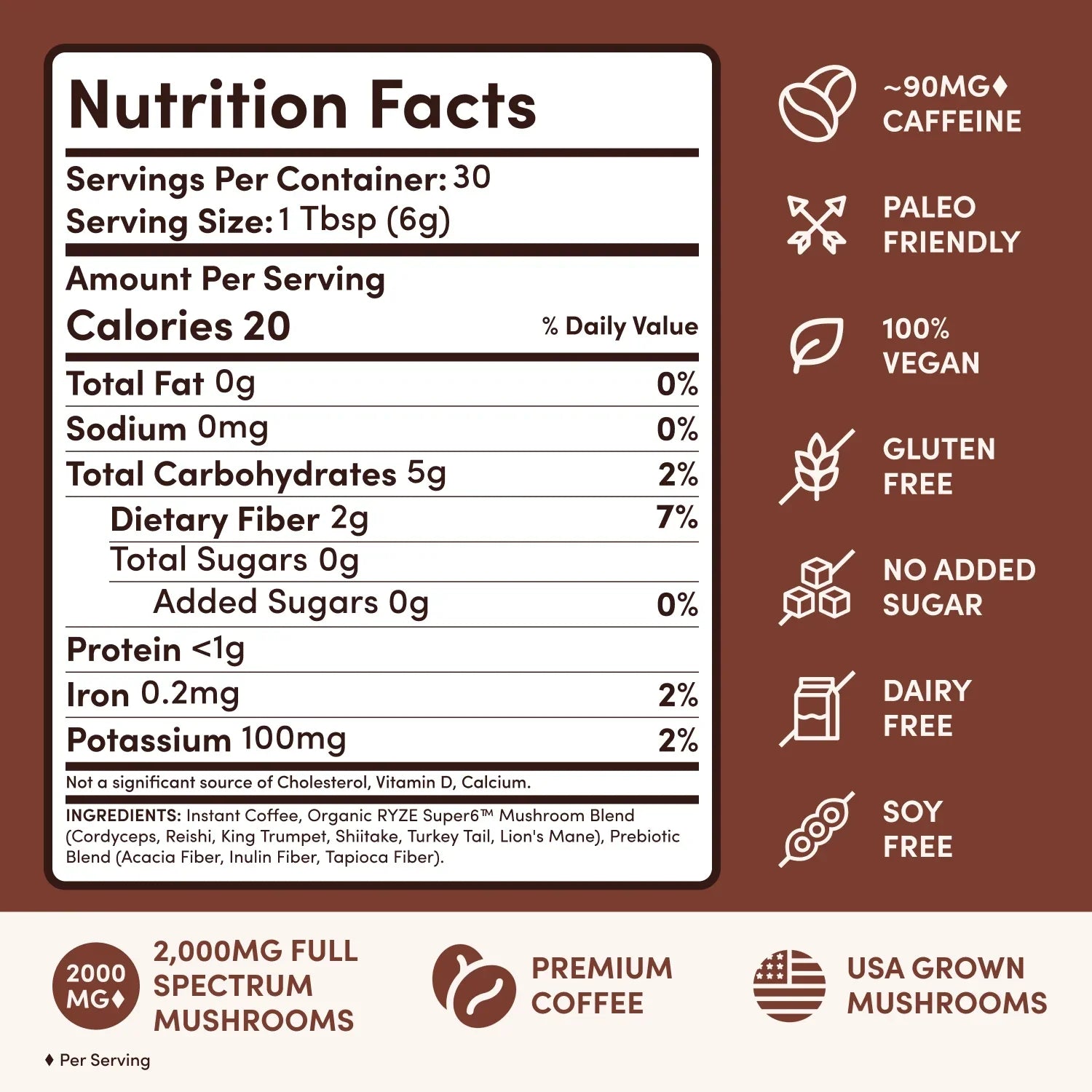 Mushroom Coffee Dark Roast (30 Servings)